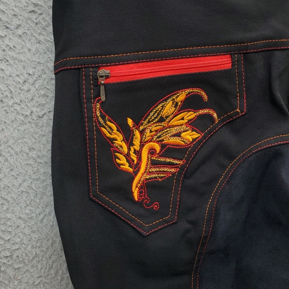 Huntley Equestrian Full Seat Breeches Pants Black Red Orange Womens 34 - Picture 9 of 10